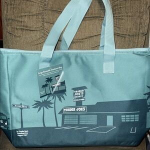 Trader Joe's Teal- Blue Tote Bag- Large 8 gallons